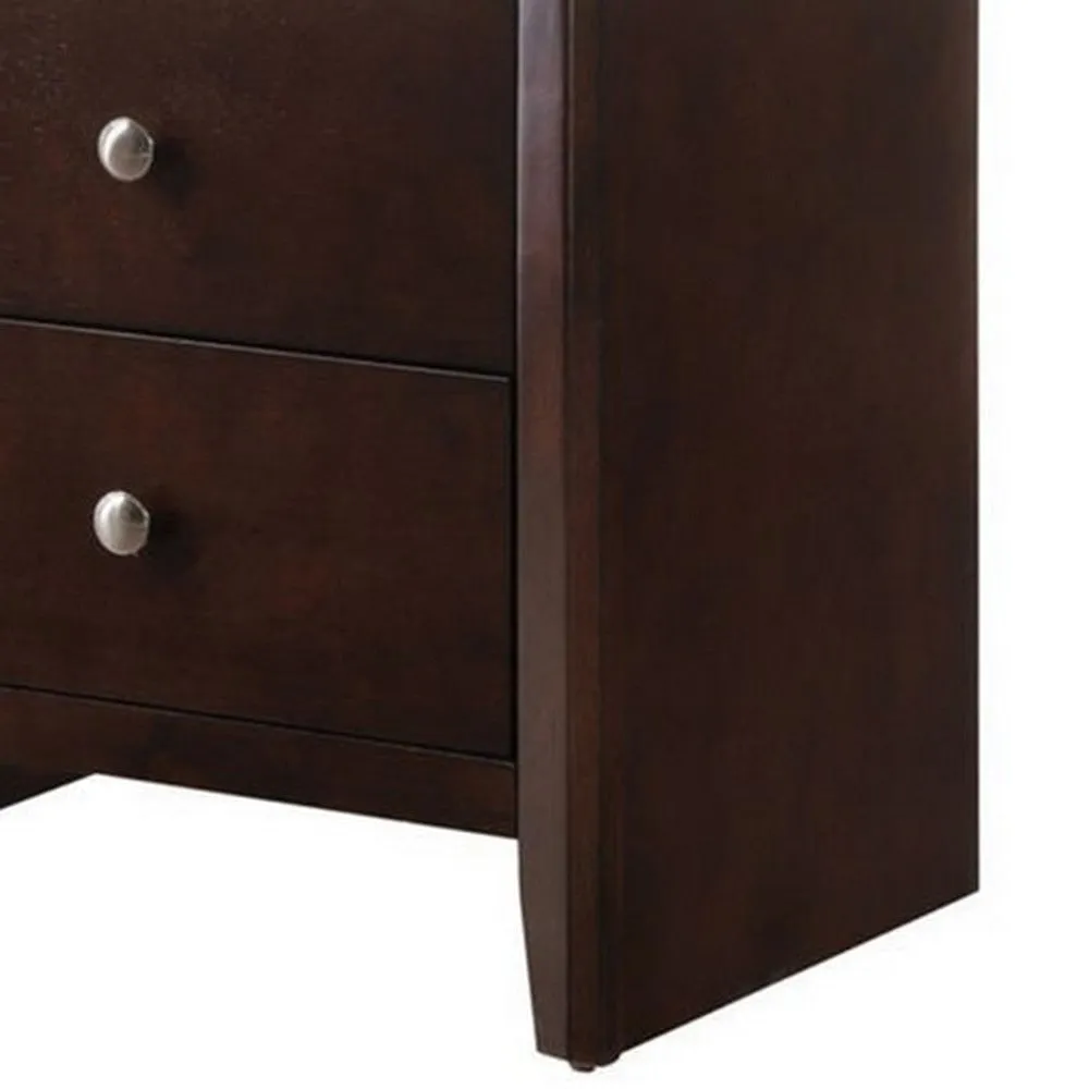 2 Drawer Nightstand with Sled Base, Cherry Brown By Casagear Home