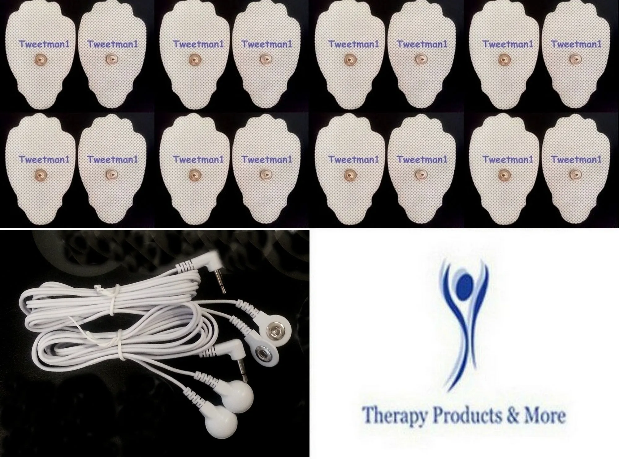 2 Electrode Lead Cables (3.5mm Plug)  16 Massage Pads for TENS Massager