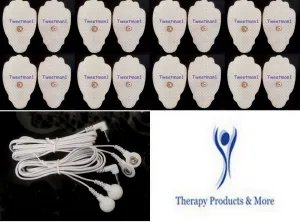 2 Electrode Lead Cables (3.5mm Plug)  16 Massage Pads for TENS Massager