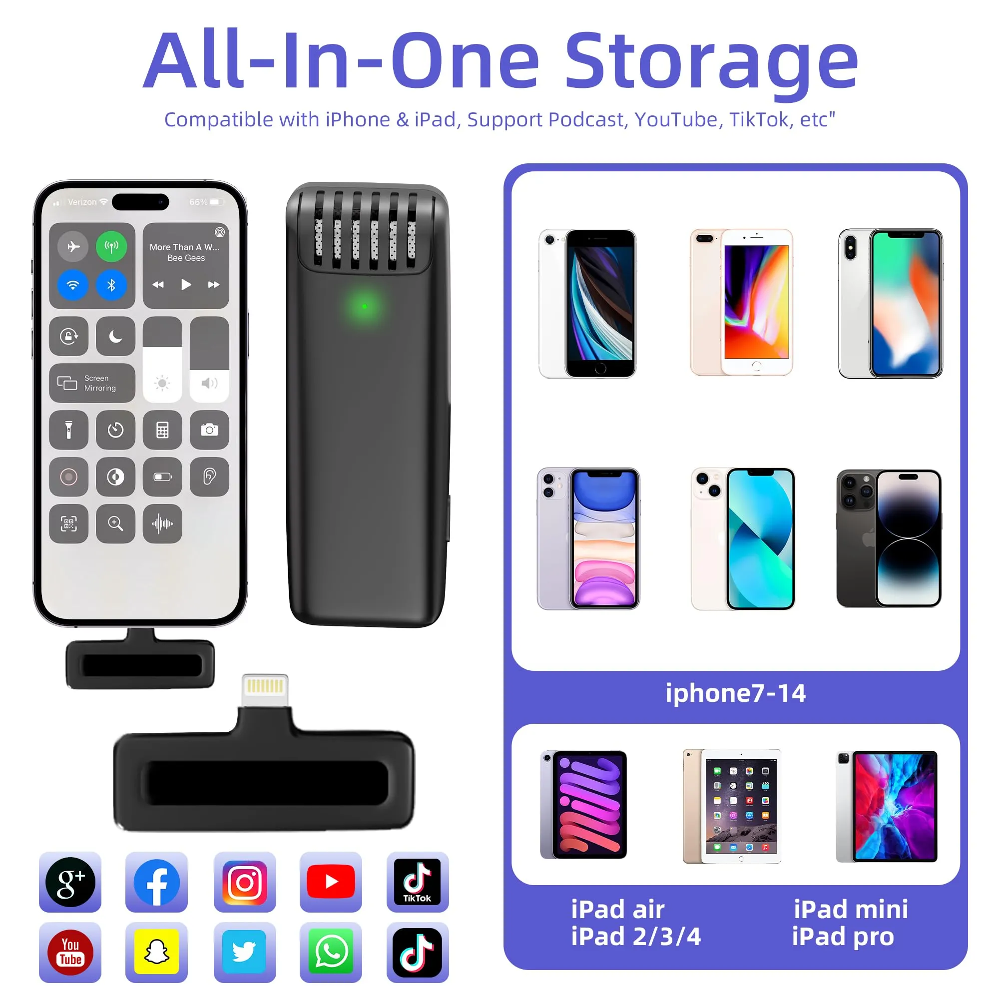 2-in-1 Wireless Lavalier Microphone for iPhone iPad with Charging Case - Mini Microphone Lapel Mic for Video Recording - Tiny Clip on Microphone Phone Mic for Podcast Camera Vlogging YouTube Tiktok