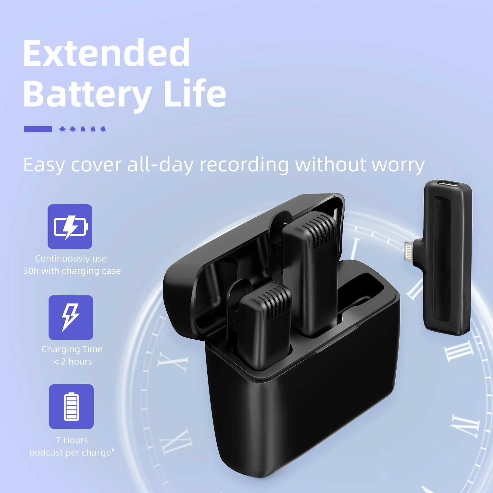 2-in-1 Wireless Lavalier Microphone for iPhone iPad with Charging Case - Mini Microphone Lapel Mic for Video Recording - Tiny Clip on Microphone Phone Mic for Podcast Camera Vlogging YouTube Tiktok