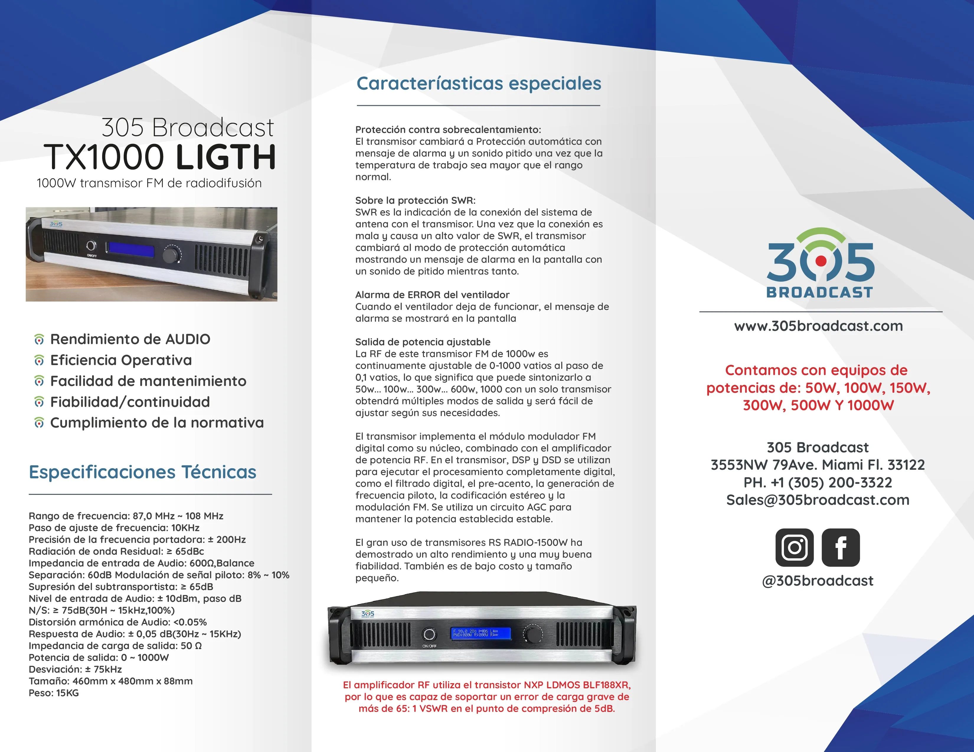 305 Broadcast TX LIGHT SERIES - 300W TRANSMITTER