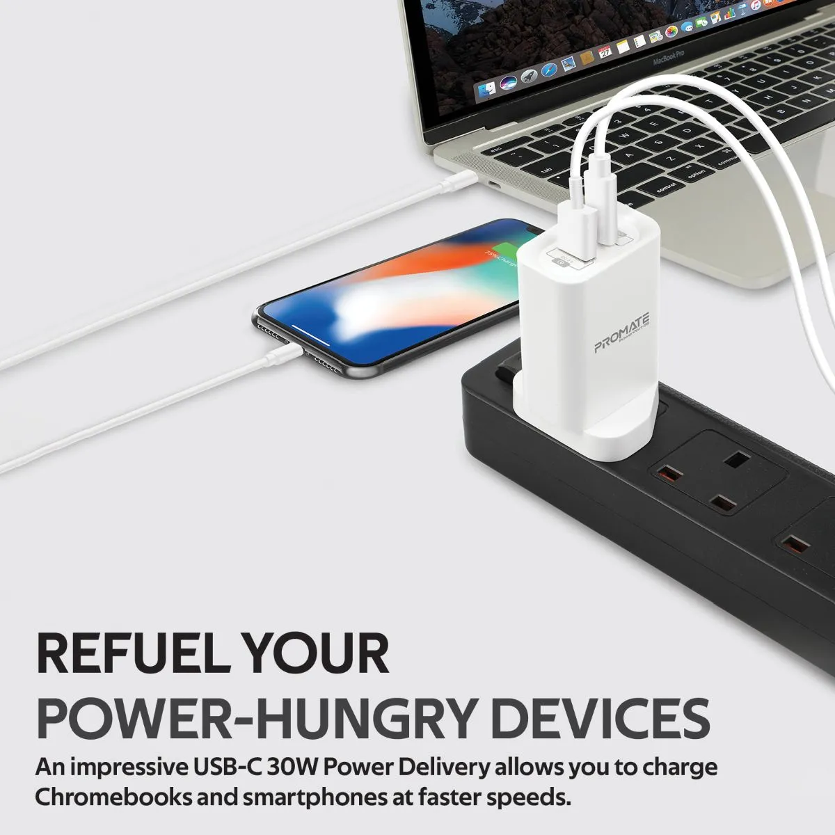 36W Super Speed Wall Charger with USB-C Power Delivery and Quick Charge 3.0