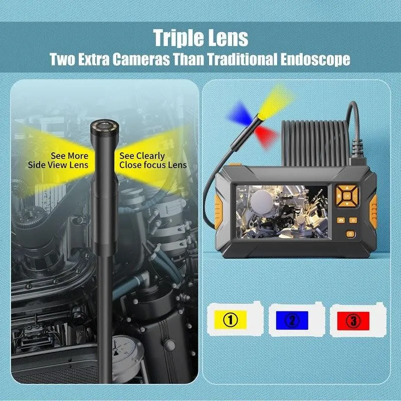 4K Hd 4.3'' Dual Display Handheld Industrial Endoscope -P130