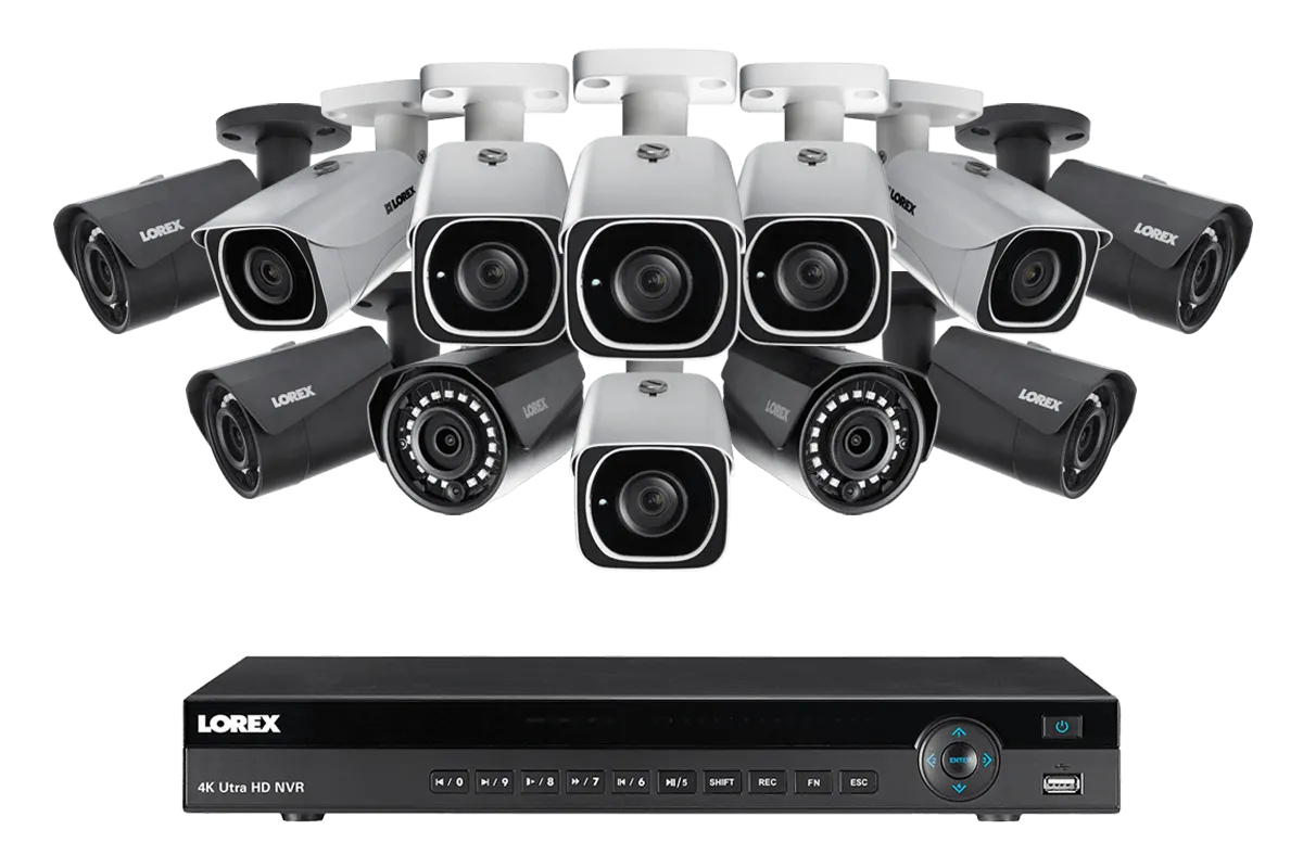 4K Ultra HD IP NVR system with 6 Outdoor 4K 8MP IP Cameras and 6 IP 2K 4MP Cameras, 150FT Color Night Vision