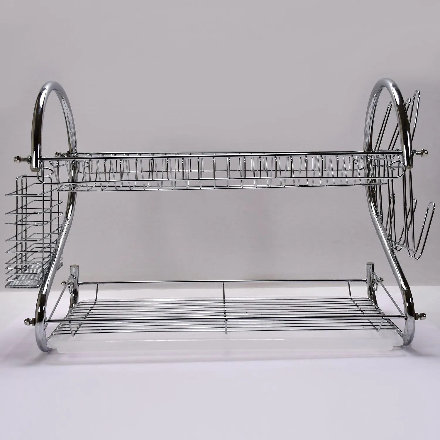7670 Kitchen Dish Cup Drying Rack 2 Tier Drainer Dryer Tray Cutlery Holder Organizer 59cm