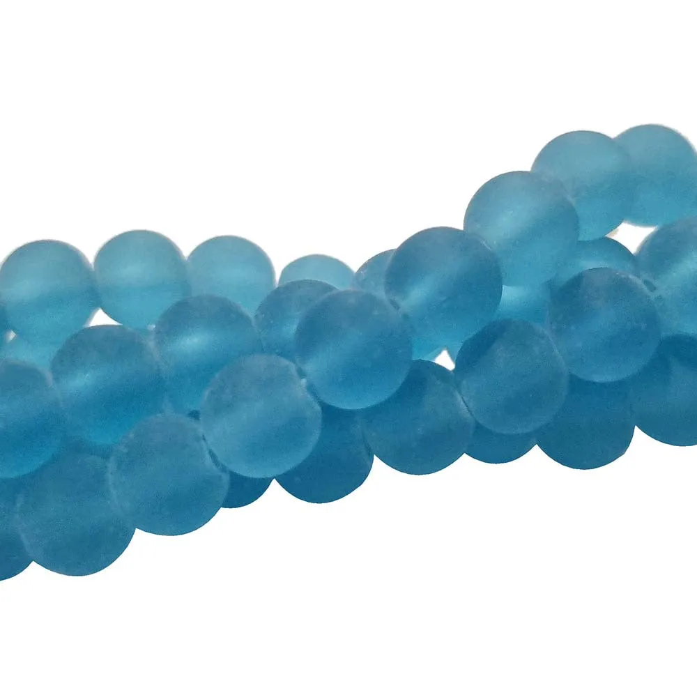 8 MM SUPER FINE QUALITY ORIGINAL TURQUOISE COLOR' ROUND Matt dull frosted finish BEADS' APPROX PIECES 52-54 BEADS SOLD BY PER LINE PACK