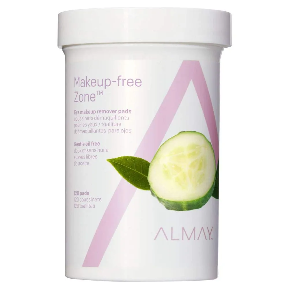 Almay Oil Free Gentle Eye Makeup Remover Pads, Hypoallergenic, Cruelty Free, -Fragrance Free, Ophthalmologist Tested, 120 Pads