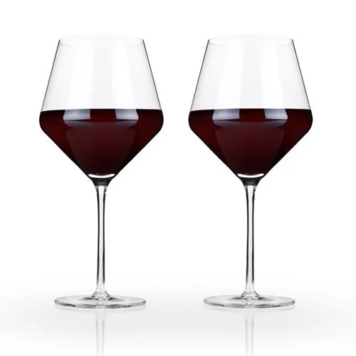 Angled Crystal Burgundy Glasses