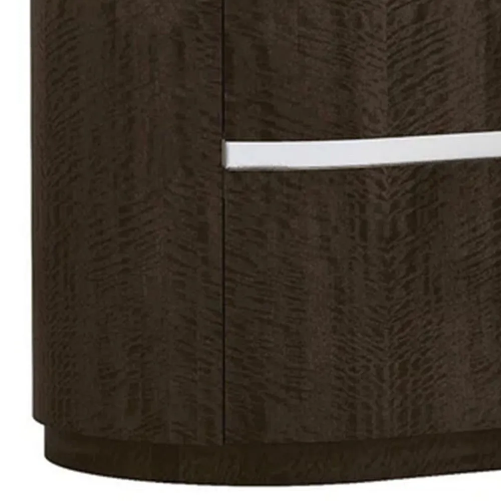 Cary Nightstand with Storage, Dark Walnut Brown, Steel Handle, 28 Inch By Casagear Home