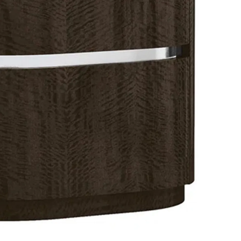 Cary Nightstand with Storage, Dark Walnut Brown, Steel Handle, 28 Inch By Casagear Home
