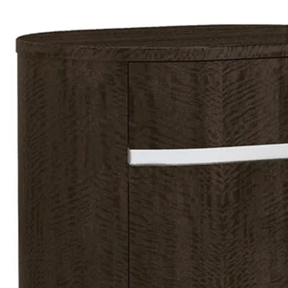 Cary Nightstand with Storage, Dark Walnut Brown, Steel Handle, 28 Inch By Casagear Home
