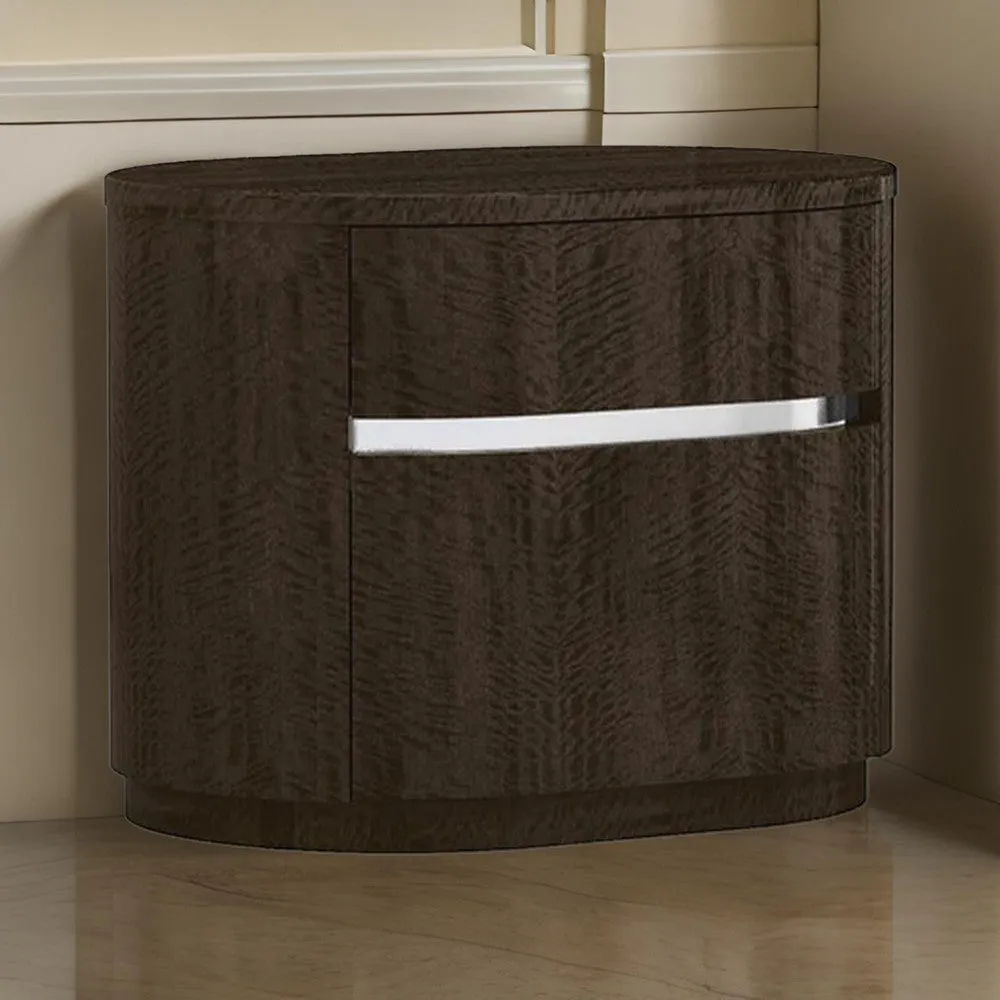 Cary Nightstand with Storage, Dark Walnut Brown, Steel Handle, 28 Inch By Casagear Home