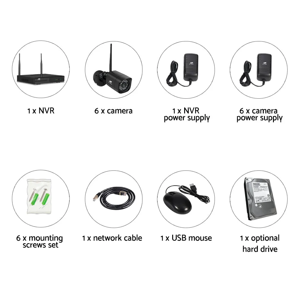CCTV Wireless Security Camera System 8CH Home Outdoor WIFI 6 Square Cameras Kit 1TB