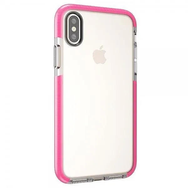 Clear & Pink TPU Case for iPhone X: Slim Transparent Shockproof Drop Resistant (Clear/Pink)