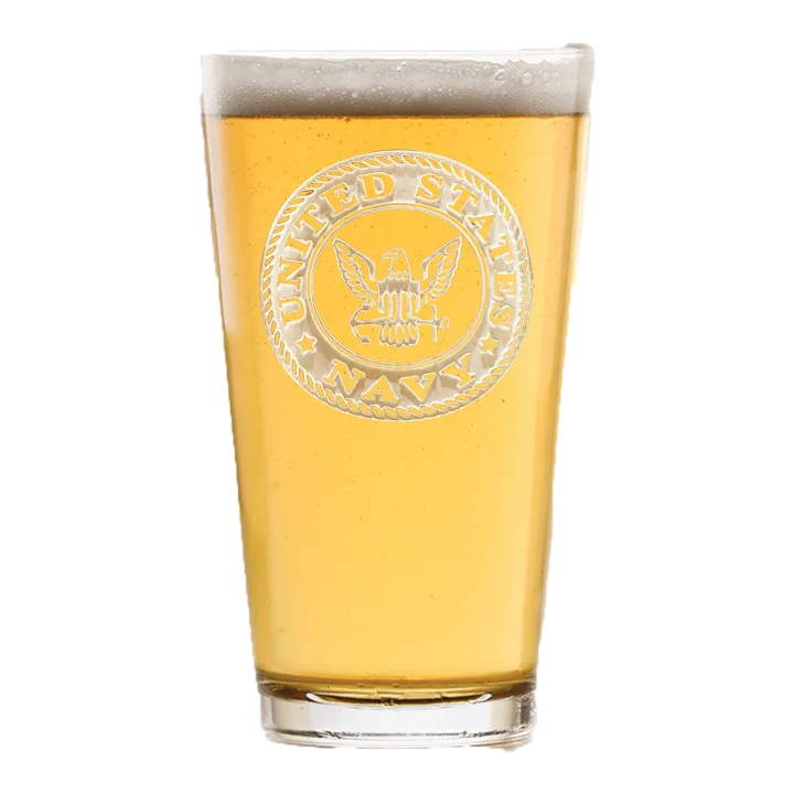 Deep Carved Navy Pint Glass