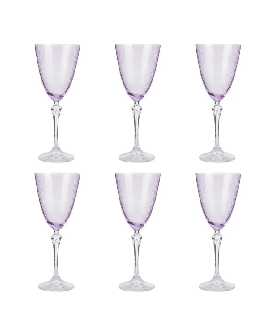 Elizabeth Wine Glass Clear Bohemia Crystal Glassware | Set of 6 | 4 x 9 inches | 350ml