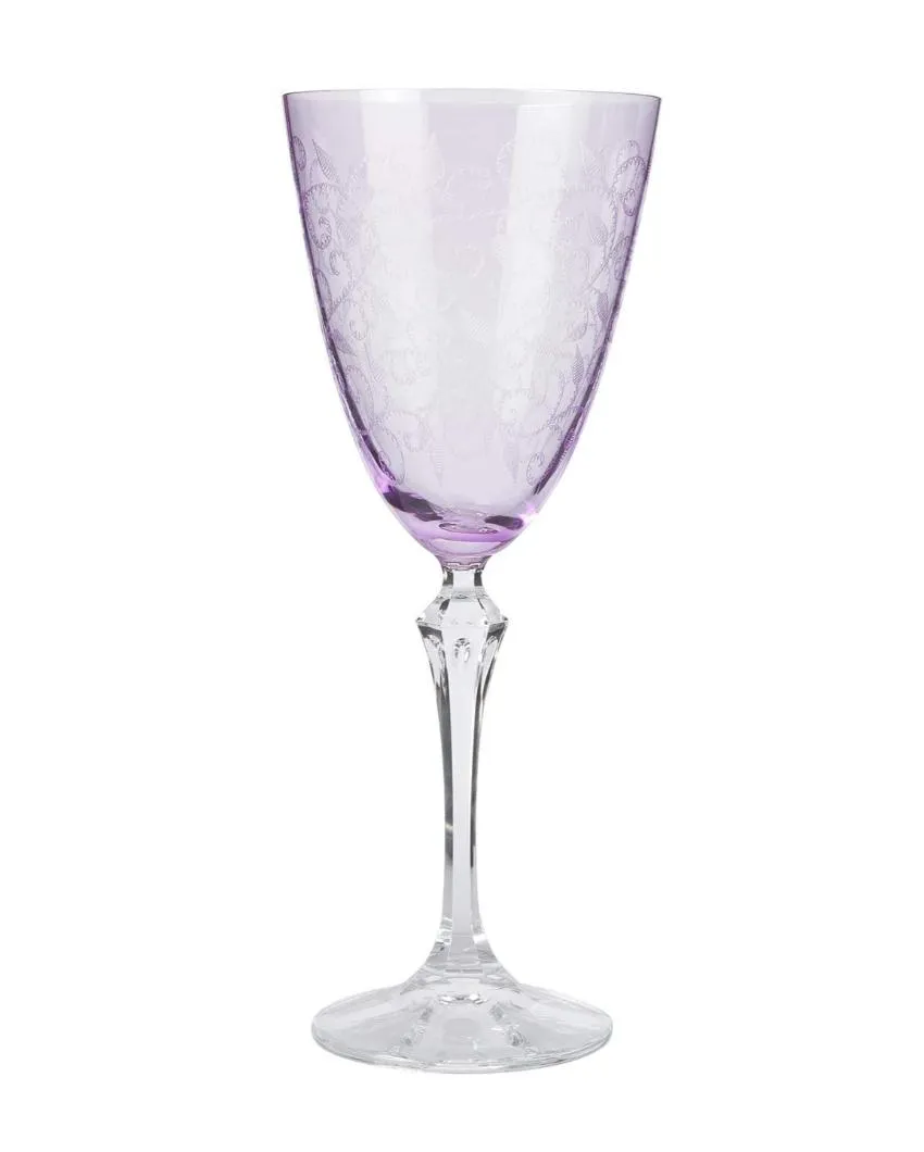 Elizabeth Wine Glass Clear Bohemia Crystal Glassware | Set of 6 | 4 x 9 inches | 350ml