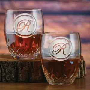 Engraved Waterford Crystal Rocks Glasses, PAIR