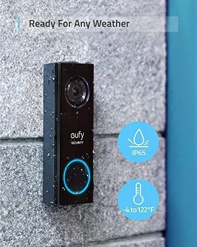eufy Security, Wi-Fi Video Doorbell, 2K Resolution Video doorbell Camera, No Monthly Fees, Secure Local Storage, Human Detection, 2-Way Audio, Free Wireless Chime-Requires Existing Doorbell Wires