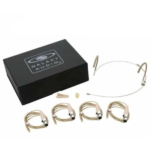 Galaxy Audio HSM8-OBG-4SHU Beige Dual Ear Omni-Directional Headset Microphone with 4 Cables for Shure