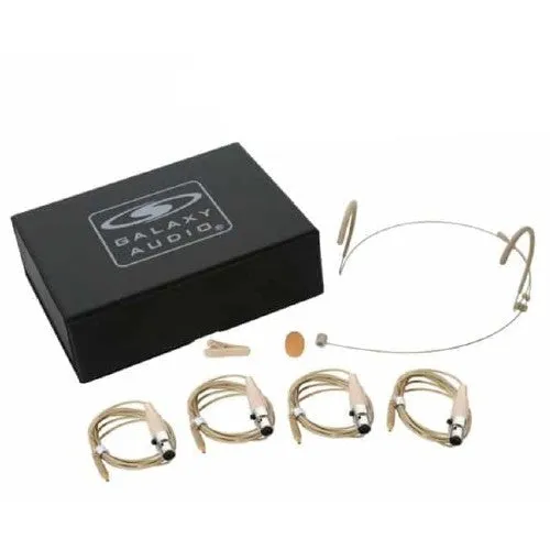 Galaxy Audio HSM8-UBG-4SHU Beige Dual Ear Uni-Directional Headset Microphone with 4 Cables for Shure