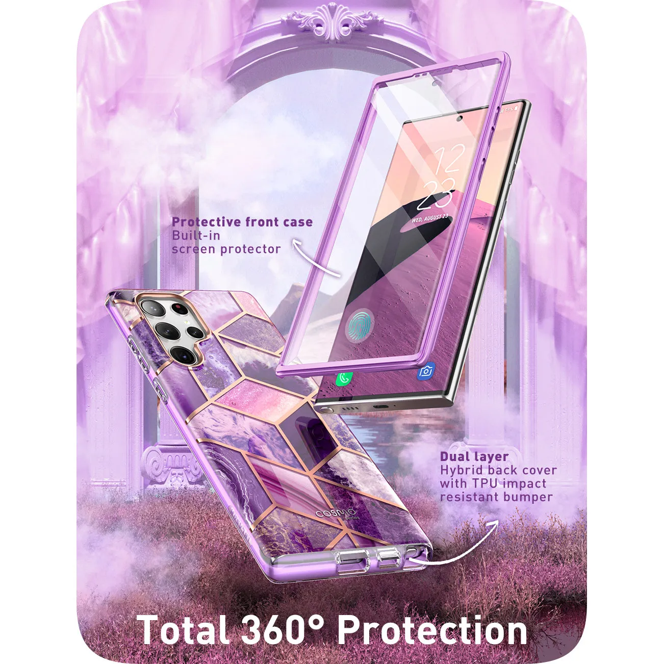 Galaxy S23 Ultra Cosmo Case - Marble Purple