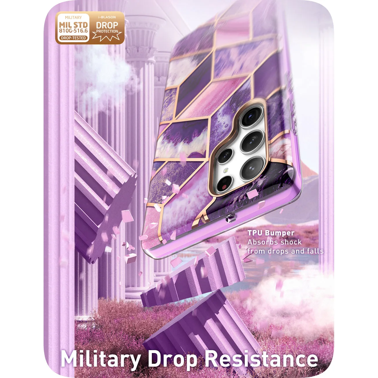 Galaxy S23 Ultra Cosmo Case - Marble Purple