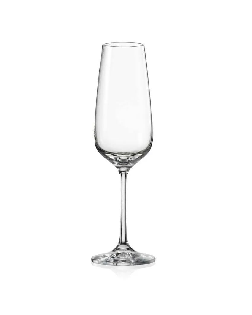 Giselle Champagne Flute Clear Bohemia Crystal Glassware | Set of 6 | 2 x 9 inches | 350ml