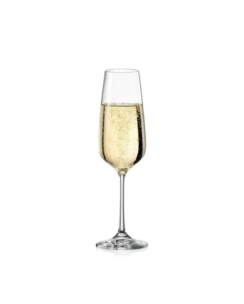 Giselle Champagne Flute Clear Bohemia Crystal Glassware | Set of 6 | 2 x 9 inches | 350ml