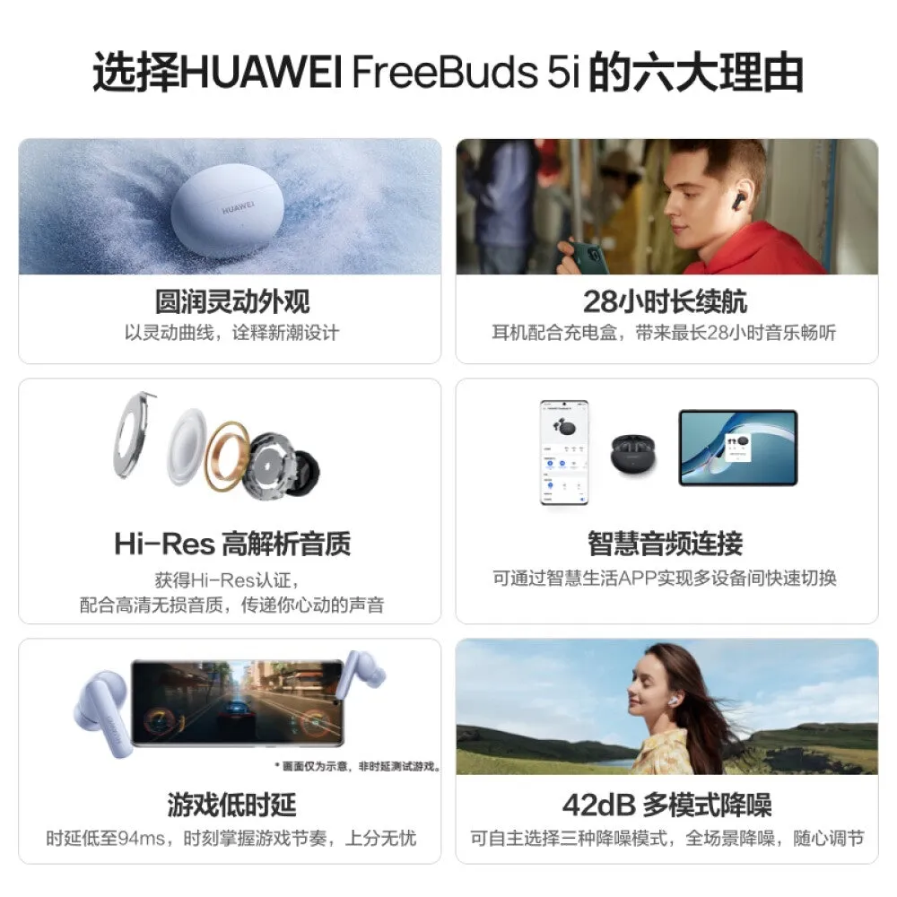 Huawei FreeBuds 5i wireless headphones, gray-blue