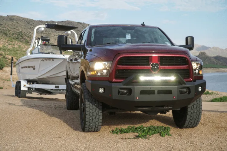 ICI Aluminum Dodge Ram 2500/3500 2010-2019 Alumilite Front Bumper Non Winch With Optional Bolt-On RT Series Light Bracket AL-FBM99DGN-RT
