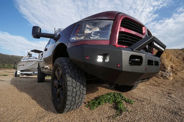 ICI Aluminum Dodge Ram 2500/3500 2010-2019 Alumilite Front Bumper Non Winch With Optional Bolt-On RT Series Light Bracket AL-FBM99DGN-RT