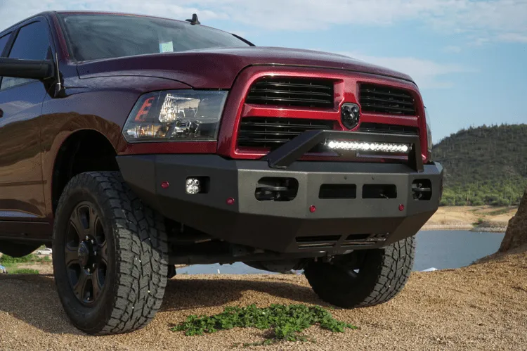 ICI Aluminum Dodge Ram 2500/3500 2010-2019 Alumilite Front Bumper Non Winch With Optional Bolt-On RT Series Light Bracket AL-FBM99DGN-RT