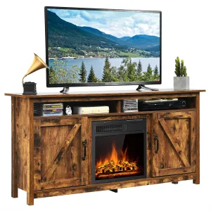 Industrial Fireplace TV Stand for TVs Up to 65 Inches, Entertainment Center