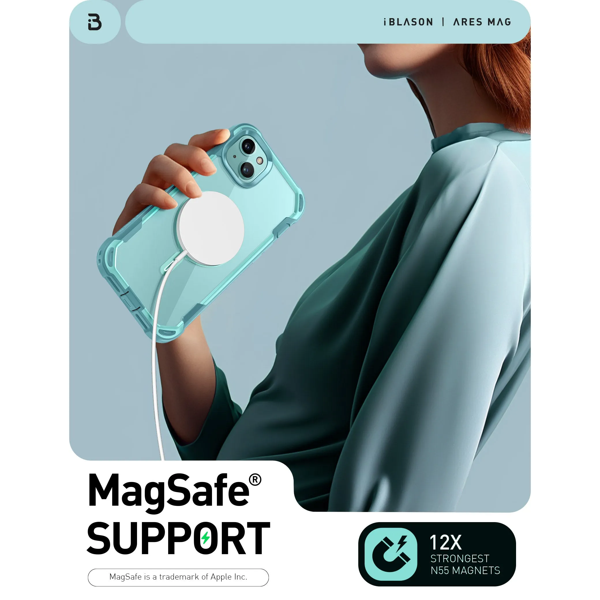 iPhone 15 Plus Ares Mag Case - SeaFoam