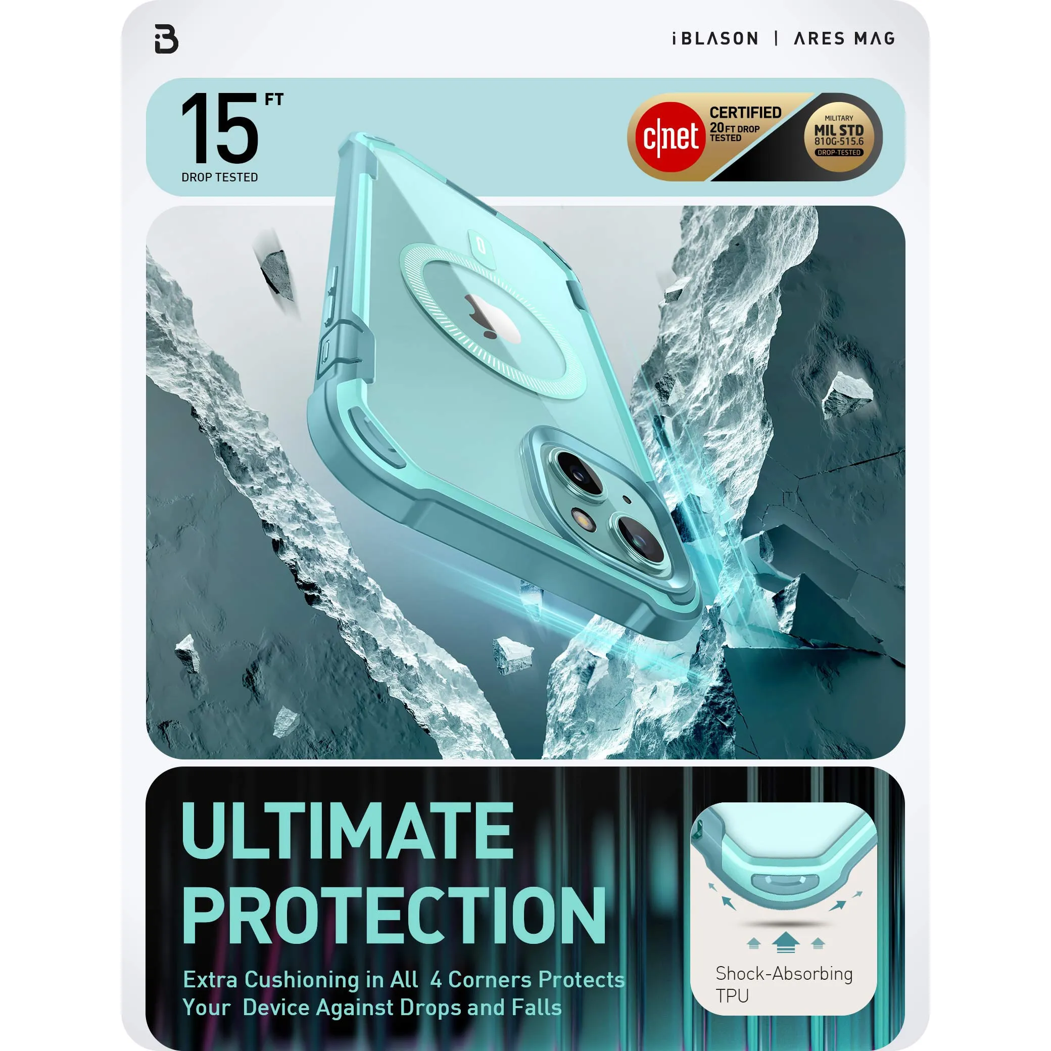 iPhone 15 Plus Ares Mag Case - SeaFoam