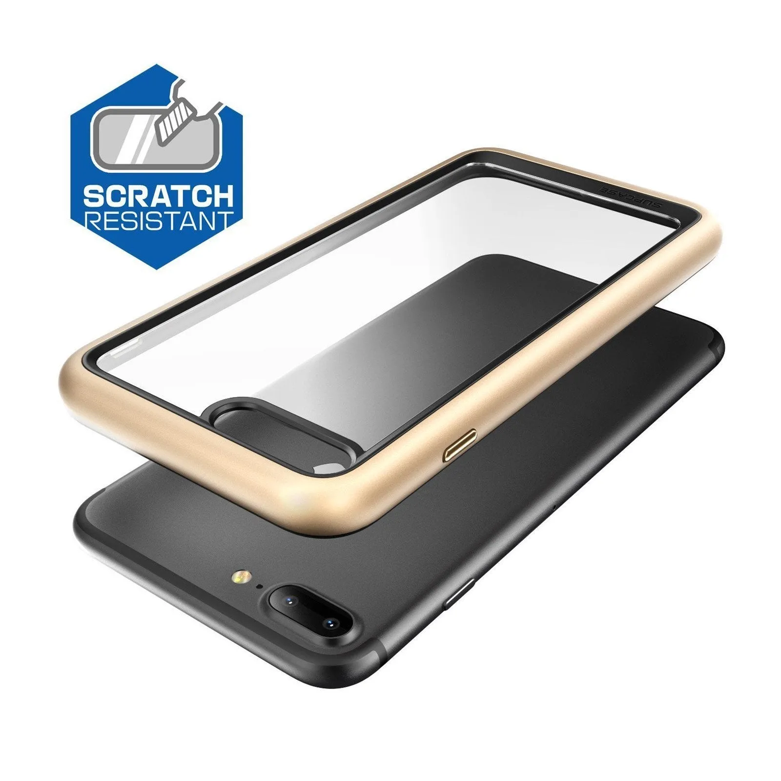 iPhone 8 Plus Unicorn Beetle Style Slim Clear Case-Gold