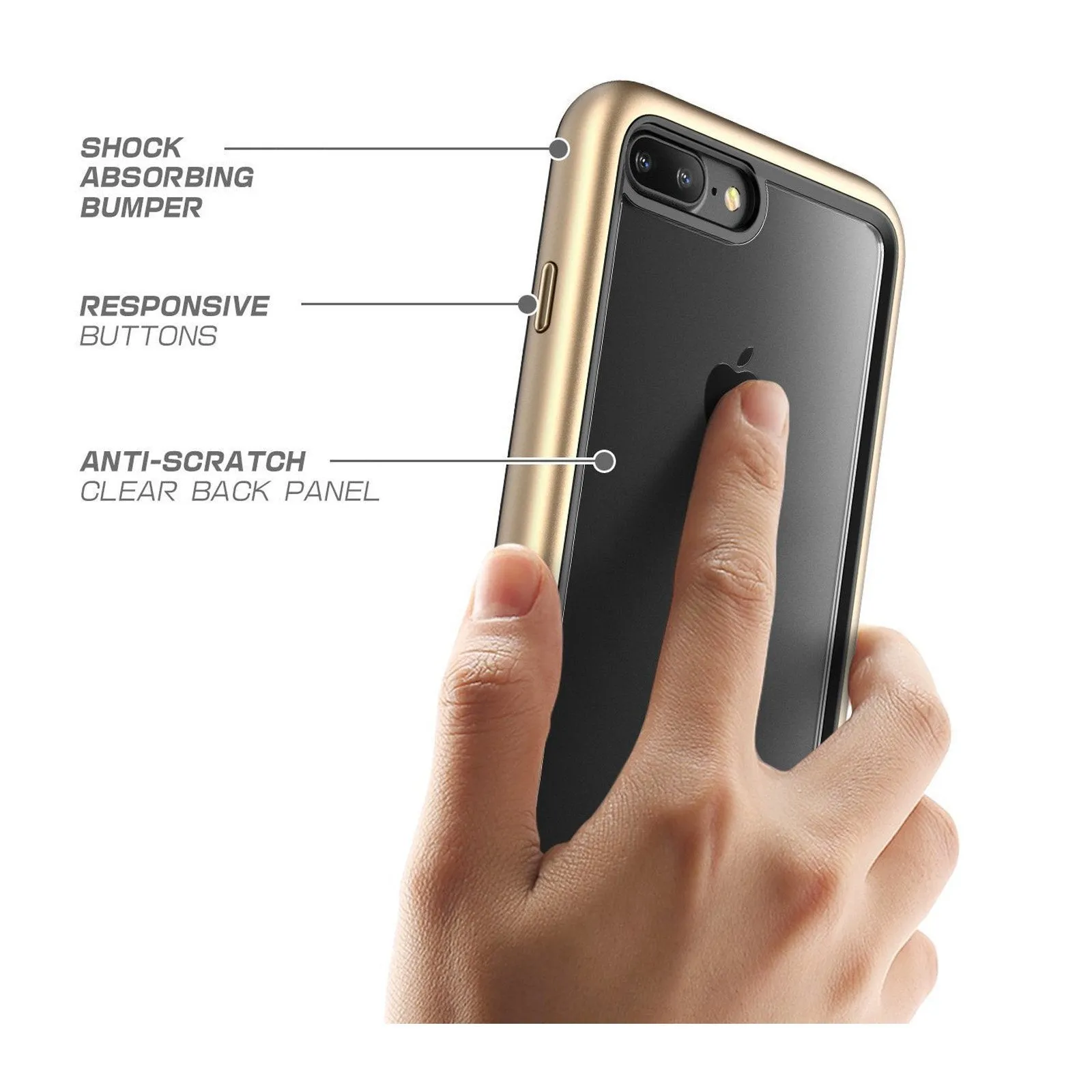 iPhone 8 Plus Unicorn Beetle Style Slim Clear Case-Gold
