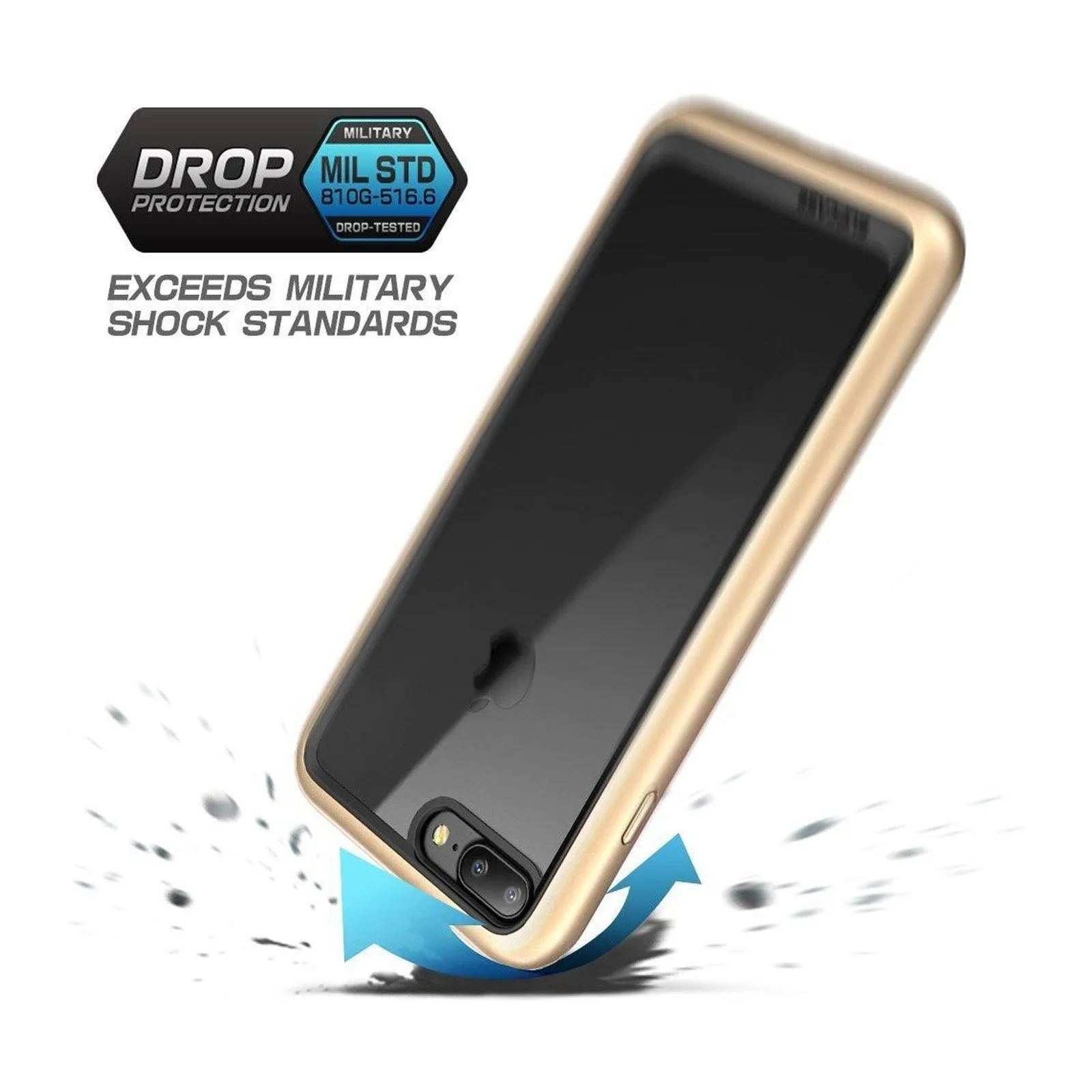 iPhone 8 Plus Unicorn Beetle Style Slim Clear Case-Gold