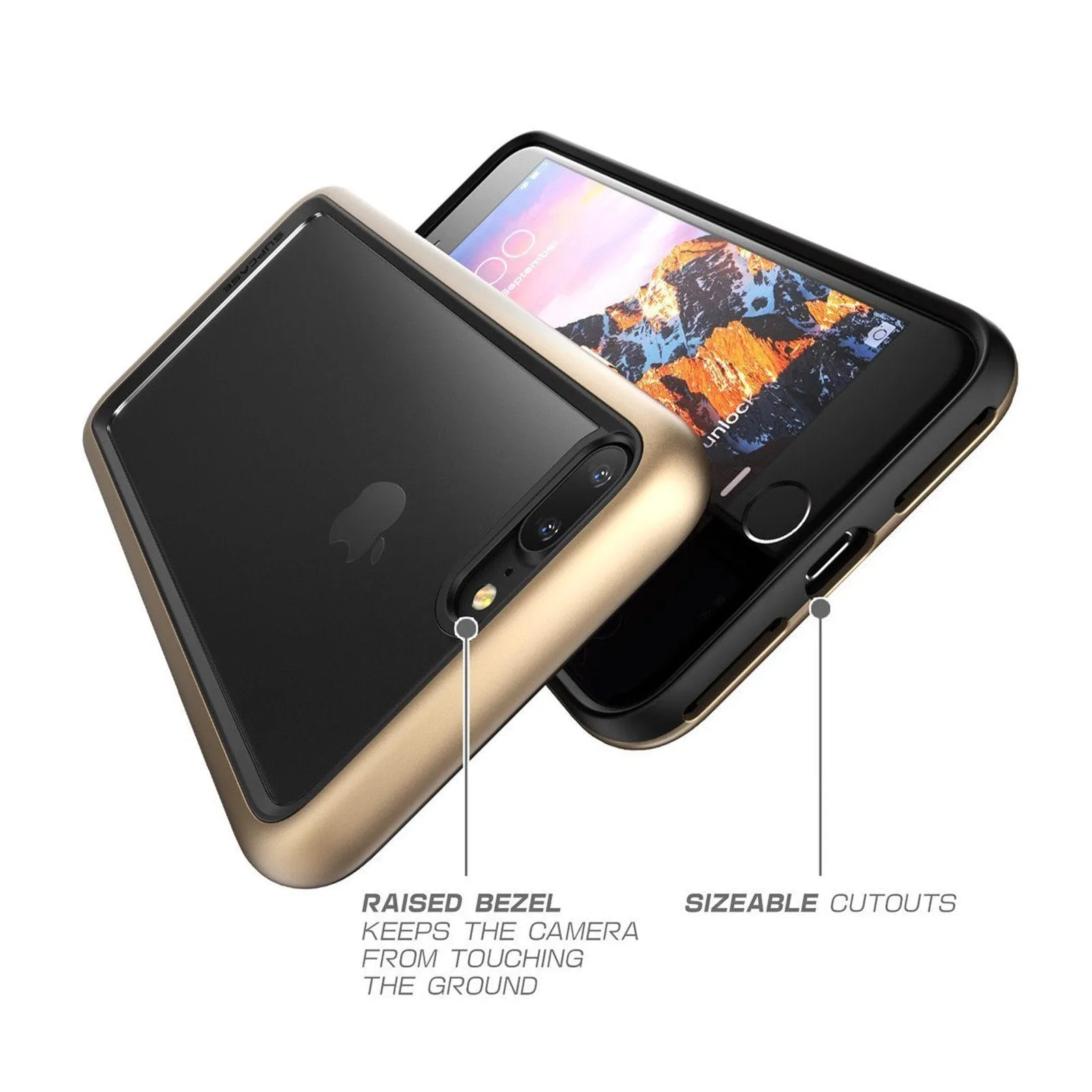 iPhone 8 Plus Unicorn Beetle Style Slim Clear Case-Gold
