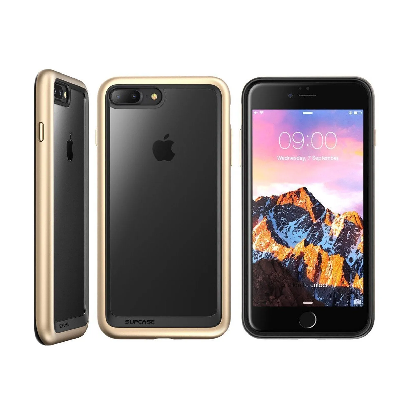 iPhone 8 Plus Unicorn Beetle Style Slim Clear Case-Gold