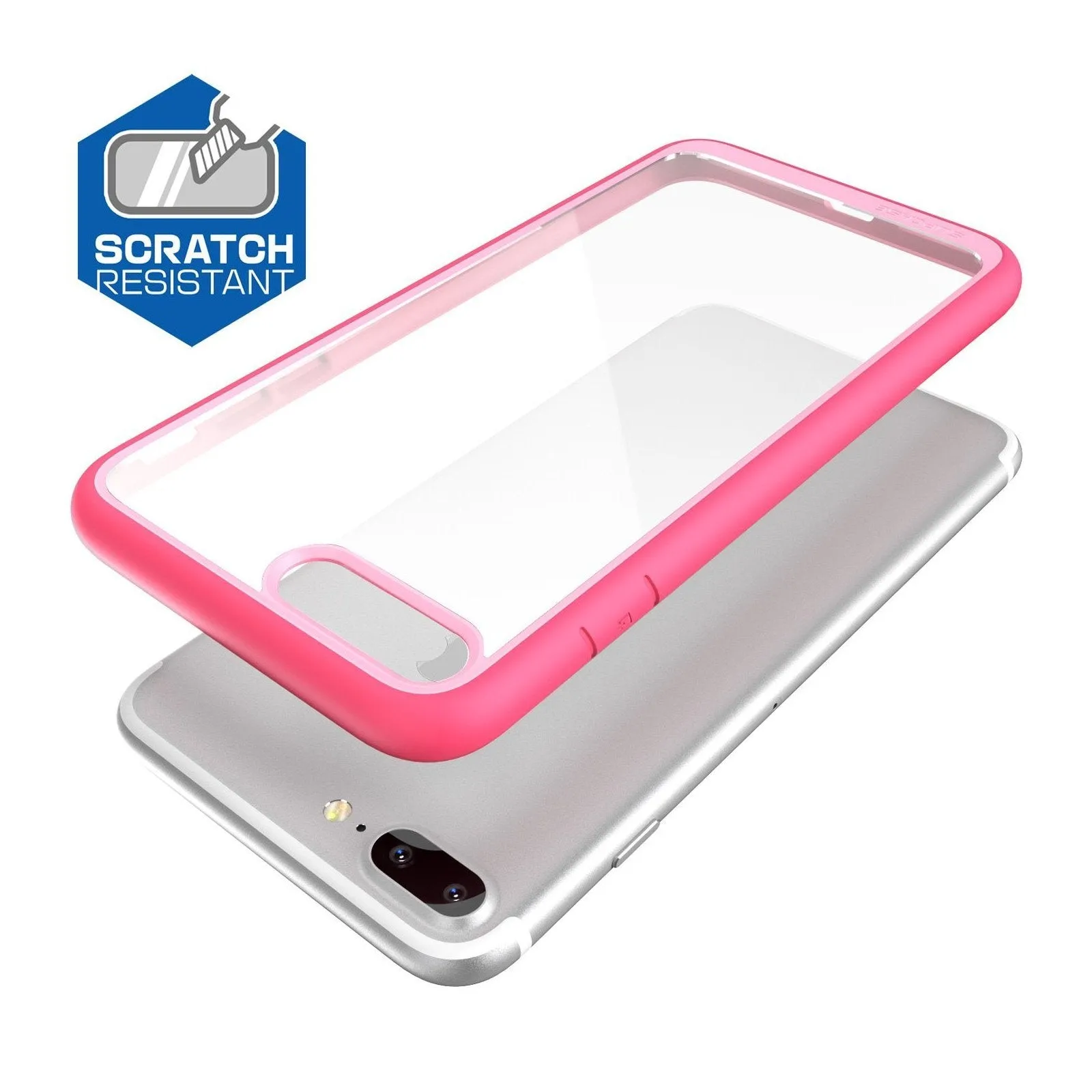 iPhone 8 Plus Unicorn Beetle Style Slim Clear Case-Pink