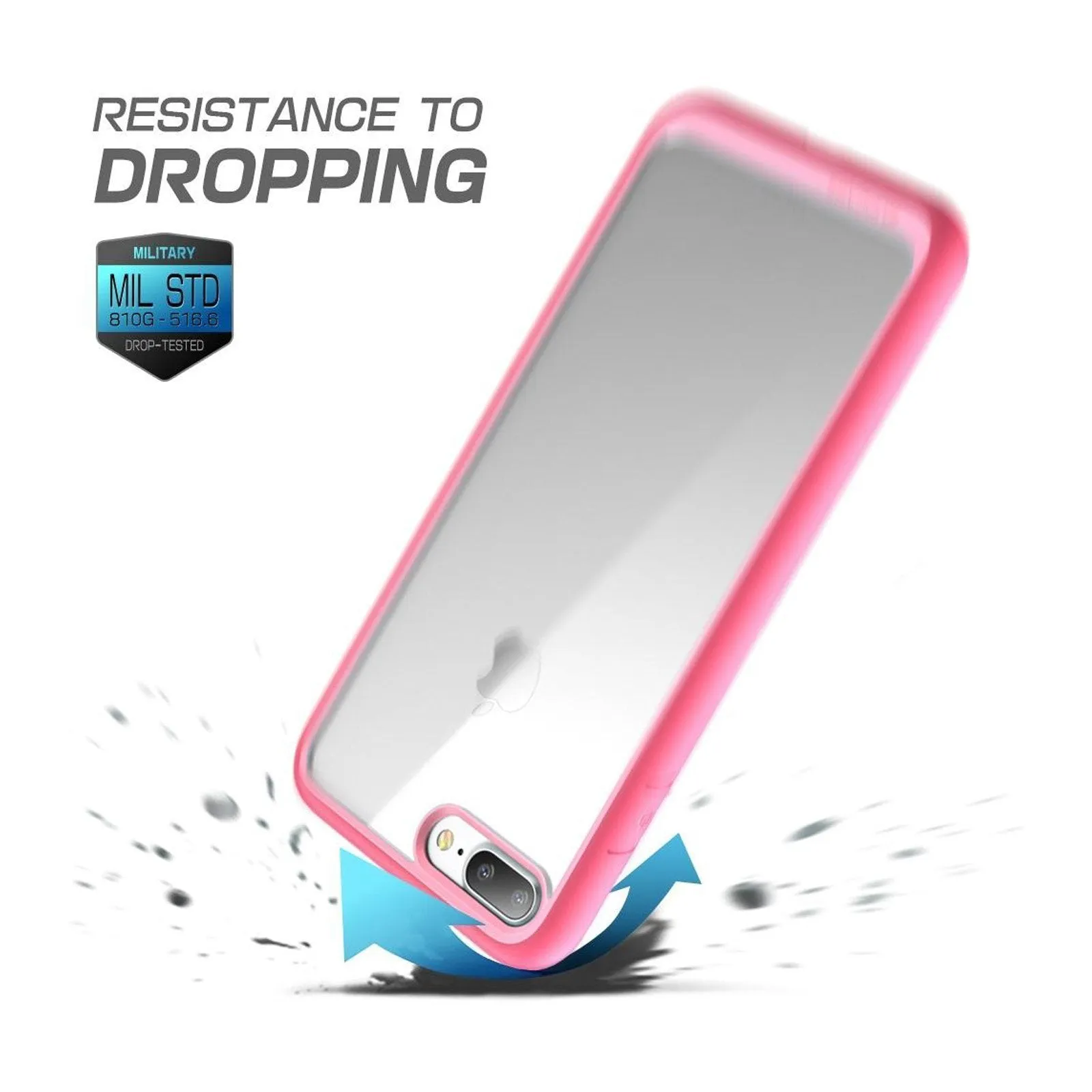 iPhone 8 Plus Unicorn Beetle Style Slim Clear Case-Pink