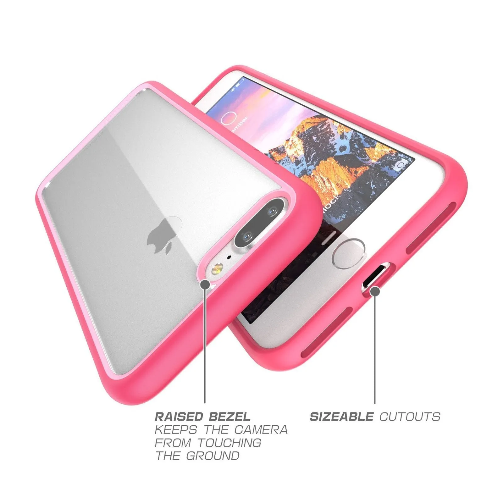 iPhone 8 Plus Unicorn Beetle Style Slim Clear Case-Pink