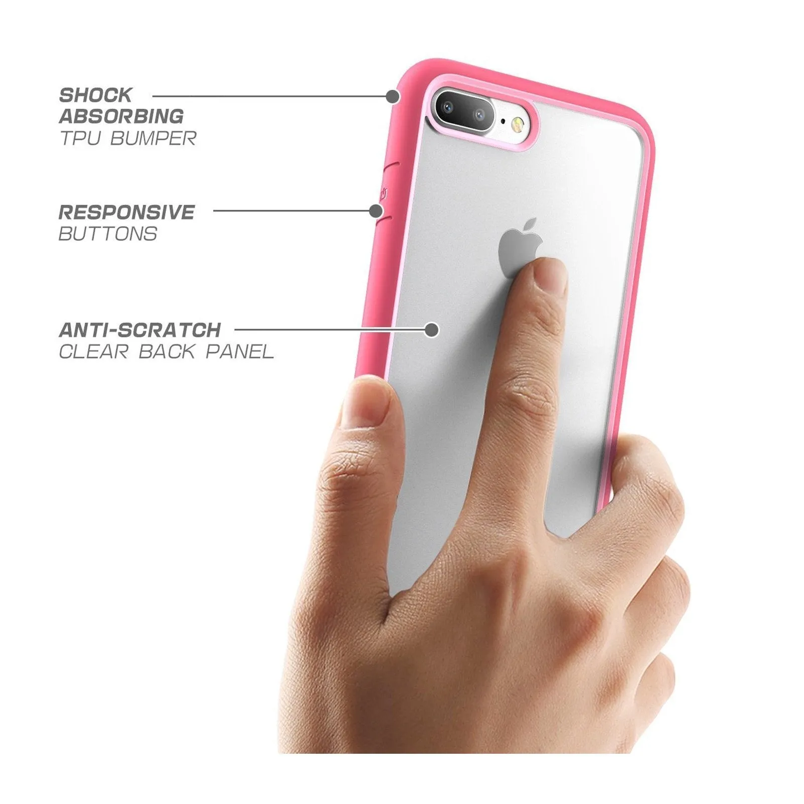 iPhone 8 Plus Unicorn Beetle Style Slim Clear Case-Pink
