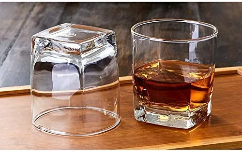 Kosh Diamond Crystal Cut Whiskey Bar Glass for Drinking Bourbon, Whisky, Scotch, Cocktails, Cognac- Old Fashioned Cocktail Tumblers 300 ML (Approx) (Set of 6) (Rock Plaza)