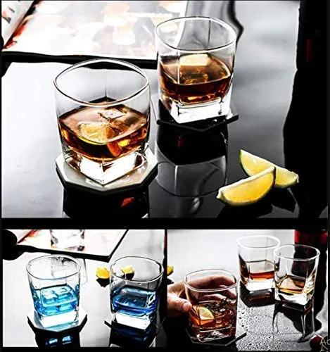 Kosh Diamond Crystal Cut Whiskey Bar Glass for Drinking Bourbon, Whisky, Scotch, Cocktails, Cognac- Old Fashioned Cocktail Tumblers 300 ML (Approx) (Set of 6) (Rock Plaza)
