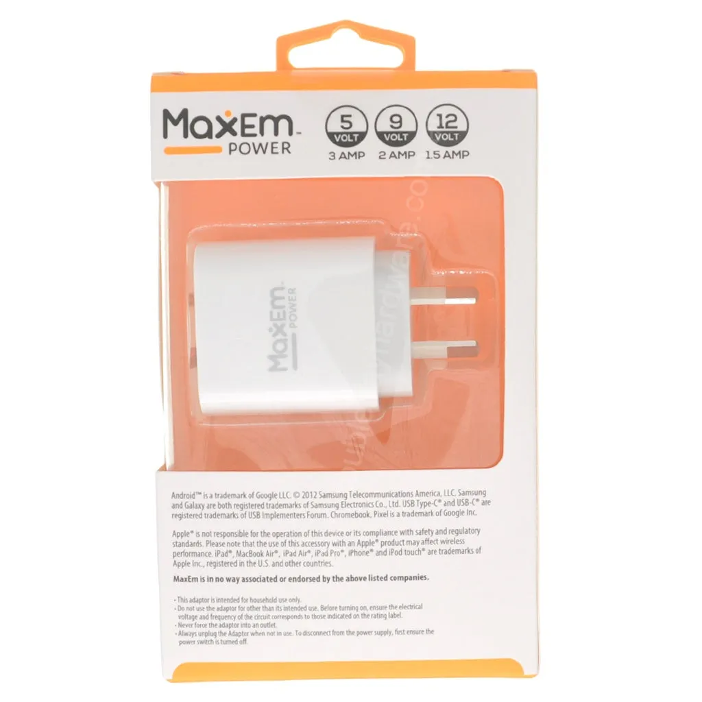 MaxEm USB-A & USB-C Ultra Fast Phone Charger 20W ELS-0528