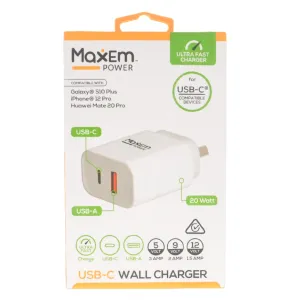 MaxEm USB-A & USB-C Ultra Fast Phone Charger 20W ELS-0528